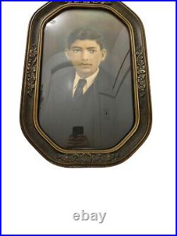 Antique Vintage Portrait Bubble Decorative Bowed Glass Frame Picture Rare