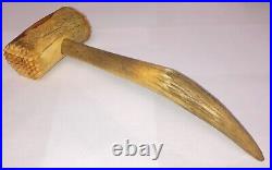 Antique Vintage Primitive Carved Antler Meat Tenderizer Mallet Rare