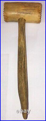 Antique Vintage Primitive Carved Antler Meat Tenderizer Mallet Rare