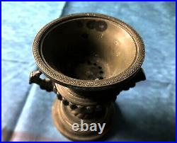 Antique Vintage Rare Bronze Miniature Urn Exotic Bird Handles