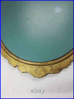 Antique Vintage Rare Old Oval Shaped Bronze Brass Mirror Angel Glass