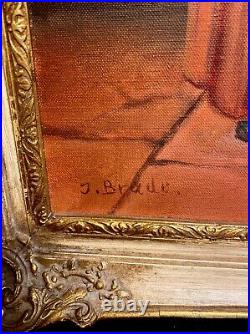 Antique/Vintage Rare On Canvas Painting Signed J. BRADE 28.5 x 25 Nice