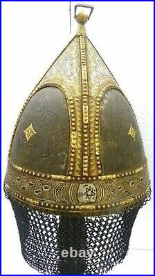 Antique Vintage Rare Ottoman Warrior Helmet & Mask All Side With Chain Mail