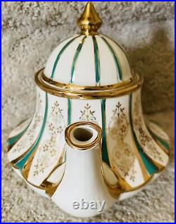 Antique Vintage Rare Sadler Green & Gold Carousel Bell Shaped Tea Pot With LID