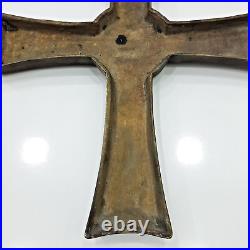 Antique Vintage Rare Unique Brass Cross Holds 5 Symbols