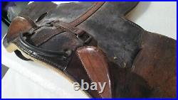 Antique Vintage Saddle Rare Childs Saddle Scarce Leather Features -collectors AF