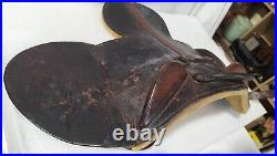 Antique Vintage Saddle Rare Childs Saddle Scarce Leather Features -collectors AF