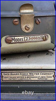 Antique/Vintage Safe-Guard Check Writer Model G (Rare). Collectors Item