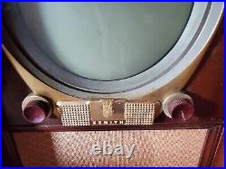 Antique Vintage Television Zenith Round Face Tube Rare Untested Tv