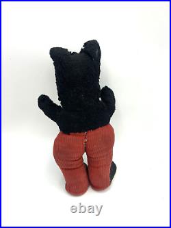 Antique Vintage Toy Stuffed Animal Cute Black Scottie Dog Corduroy Pants Rare