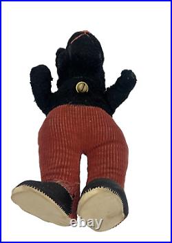 Antique Vintage Toy Stuffed Animal Cute Black Scottie Dog Corduroy Pants Rare