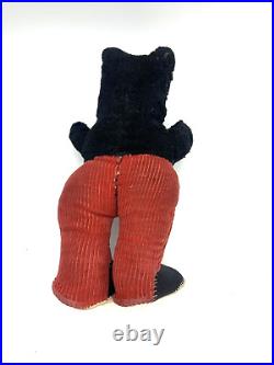 Antique Vintage Toy Stuffed Animal Cute Black Scottie Dog Corduroy Pants Rare