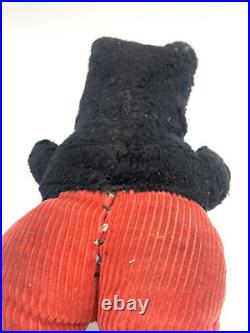 Antique Vintage Toy Stuffed Animal Cute Black Scottie Dog Corduroy Pants Rare