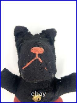 Antique Vintage Toy Stuffed Animal Cute Black Scottie Dog Corduroy Pants Rare