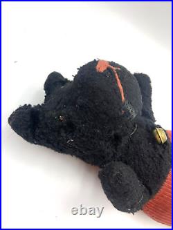 Antique Vintage Toy Stuffed Animal Cute Black Scottie Dog Corduroy Pants Rare