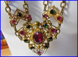 Antique/Vintage Victorian Jeweled Brass Belt Or Necklace RARE -31