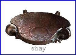 Antique Weller/Clewell Copper Clad Pottery Bowl, 13 Art Nouveau Angels, RARE