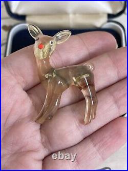 Antique brooch deer vintage 1900-1920 Plastic Very Rare For Collection