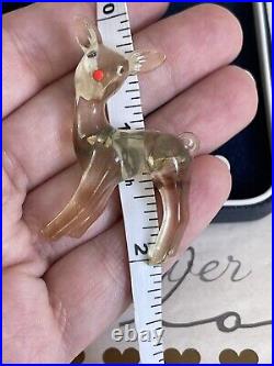 Antique brooch deer vintage 1900-1920 Plastic Very Rare For Collection