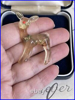 Antique brooch deer vintage 1900-1920 Plastic Very Rare For Collection