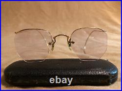 Antique gold filled eye glasses with case In great shape Vintage Rare