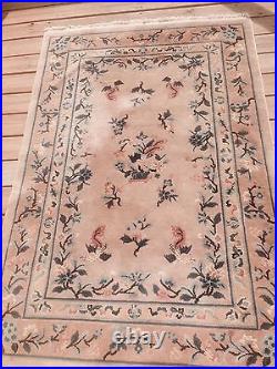 Antique unique Chinese Art Rug Carpet Vintage Rare 190x121-cm / 74.8x47.6-inches