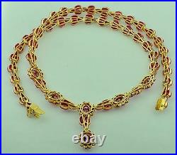 Antique vintage 14k Yellow Gold 22.90 ct Natural Ruby Necklace Lariat Rare