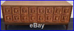 Authentic Rudowski mcm walnut veneer sideboard 4 door cabinet rare vintage retro