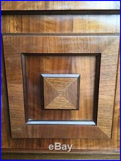 Authentic Rudowski mcm walnut veneer sideboard 4 door cabinet rare vintage retro