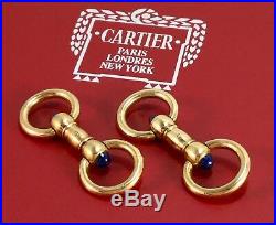 Cartier Vintage 18k Yellow Gold Sapphire Cufflinks Ultra Rare