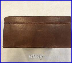 Chantiko Leather Bound Box Vintage Suede Brass Makers Marked Rare Antique 1960s