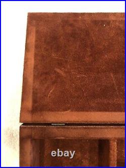 Chantiko Leather Bound Box Vintage Suede Brass Makers Marked Rare Antique 1960s