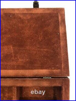 Chantiko Leather Bound Box Vintage Suede Brass Makers Marked Rare Antique 1960s