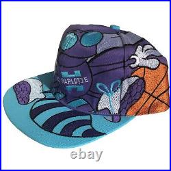 Charlotte Hornets Rare Vintage Big Logo Snapback Hat Purple