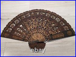 Chinese antique/vintage wooden fan. Rare and beautiful