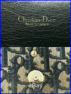 Christian Dior Oblique Trotter CD Navy Canvas Clutch Shoulder Hand Bag Auth Rare