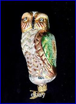 Christopher Radko Night Watch, Owl Clip-on Glass Ornament, 1995, Rare, Vintage