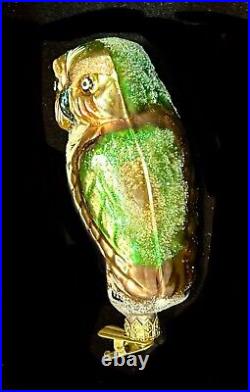 Christopher Radko Night Watch, Owl Clip-on Glass Ornament, 1995, Rare, Vintage