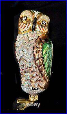 Christopher Radko Night Watch, Owl Clip-on Glass Ornament, 1995, Rare, Vintage