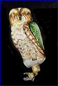 Christopher Radko Night Watch, Owl Clip-on Glass Ornament, 1995, Rare, Vintage