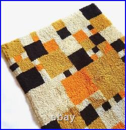 Colorful Very Rare Original MID Century Cubist Vintage Carpet Shag Rug 1970