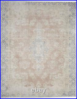 Distressed Floral Rare Antique Muted 9X11 Vintage Oriental Rug Handmade Carpet