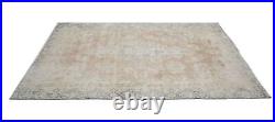 Distressed Floral Rare Antique Muted 9X11 Vintage Oriental Rug Handmade Carpet