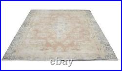 Distressed Floral Rare Antique Muted 9X11 Vintage Oriental Rug Handmade Carpet