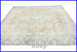 Distressed Floral Rare Antique Muted 9X11 Vintage Oriental Rug Handmade Carpet