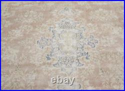 Distressed Floral Rare Antique Muted 9X11 Vintage Oriental Rug Handmade Carpet