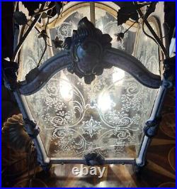 Epic Huge Rare Antique 4 Light Sevres Chandelier Lantern (As Is) Working