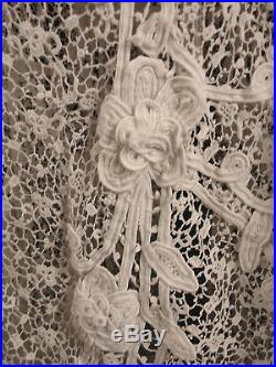 Exceptional Rare French Victorian 1800s Irish Crochet Lace Wedding Dress Sz 4-6