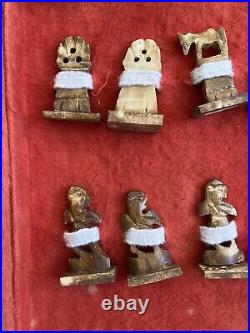 Extremely Rare Antique Vintage Chess Set. Complete Board And Pieces. Collectors