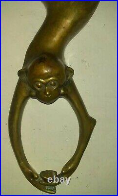 Fantastic RARE Large Vintage Mid Century Long Hanging Brass Monkey 17 L x 5 W